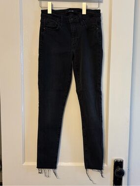 Joe's Jeans Women's Black High-Rise Skinny Jeans with Frayed Hem